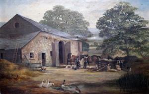 GIBBONS Ruth 1900-1900,farm scene with horses,20th century,Warren & Wignall GB 2022-07-20