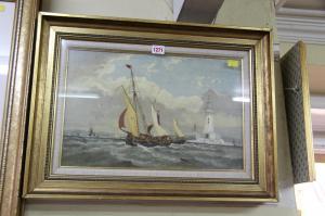 GIBBONS W 1800-1800,sailing boats by a lighthouse,1928,Stride and Son GB 2017-04-28