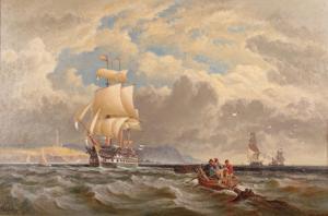 GIBBONS William 1858-1892,Naval frigates off coastline,1883,Tennant's GB 2019-09-14