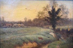 GIBBS David,Pastoral country landscape with thatched cottages,Clevedon Salerooms 2019-08-22