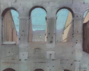 GIBBS PATRICK 1959,stone arches to a blue sky,1987,Ewbank Auctions GB 2021-06-17