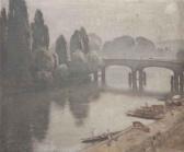 GIBBS Percy William 1894-1937,Punts on the Thames before Hampton Court Bridge,Christie's 2015-03-12