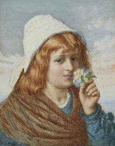 GIBSON Joseph Vincent 1860-1890,A young girl with a posy,Rosebery's GB 2023-07-19