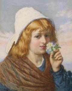 GIBSON Joseph Vincent 1860-1890,Young woman with a bouquet,1878,Gorringes GB 2023-02-20