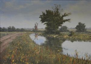 Gibson Mike,river landscape with a windmill,Gilding's GB 2017-09-27