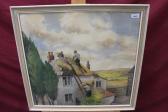 GIBSON Taylor,Sussex landscape with thatchers re-thatching a cottage,Reeman Dansie GB 2013-04-23