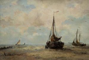 GIBSON William Alfred 1866-1931,Fishing boats on Katwijk beach,Venduehuis NL 2023-05-23
