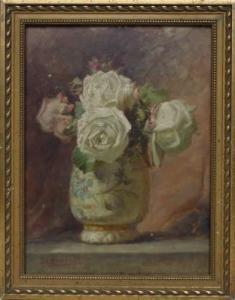 GICQUEL Joëlle,« Bouquet de roses au vase de porcelaine »,1916,Auxerre Enchères FR 2009-06-21