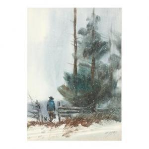 GIFFORD Edward Augustus 1819-1894,Untitled (Man in Snow),Leland Little US 2020-07-16