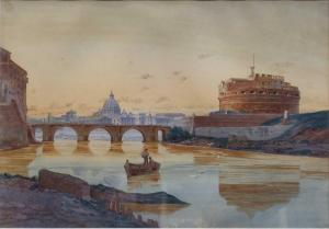 GIGLI Roberto 1846-1922,Rome showing Castello St Angelo,Cheffins GB 2023-03-09