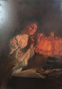 GIGNOUX,Femme alumant sa cigarette,1905,Delorme-Collin-Bocage FR 2022-05-13