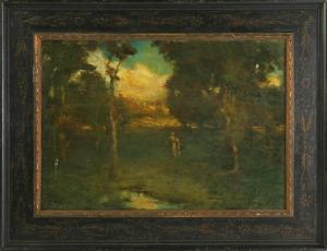 GIHON Clarence Montfort 1871-1929,Barbizon-style landscape with figures,Kaminski & Co. US 2019-08-18