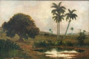 GIL GARCIA Juan 1879-1932,Cuban Landscape with Palms,1930,Burchard US 2020-12-13