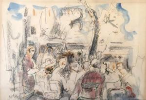 GILADI Aharon 1907-1993,Cafe,1975,Montefiore IL 2018-03-13