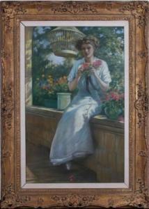 GILBERT Charles Allan 1873-1929,FRANCES ARRANGING  FLOWERS,1918,Clark Cierlak Fine Arts 2022-08-31
