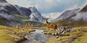 GILBERT Terence J 1946,Stag and herd of deer,1988,Rosebery's GB 2024-03-12