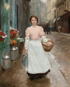 GILBERT Victor Gabriel 1847-1933,Selling dairy - La crémière,1894,De Vuyst BE 2016-03-05