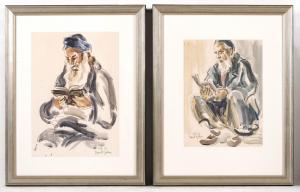 GILBOA David 1910-1976,Two Works Depicting Sephardic Scholars,Eldred's US 2016-03-19
