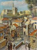 GILBOA Nahum 1917-1976,Montefiore Neighborhood with the Tower of David,Matsa IL 2016-09-28
