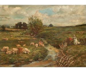 GILCHRIST Herbert H,Shepherdess and Sheep,1907,Keys GB 2014-10-03
