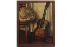 GILDAS 1900-1900,An interior with guitar, chair and sombrero,Dickins GB 2015-11-14