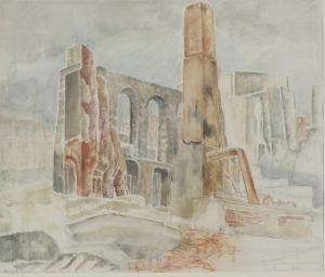 GILES Catherina Dawson 1878-1955,BOMBED HOUSE IN TEMPLE GARDENS,1944,Sworders GB 2019-10-22