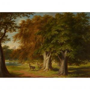 GILES James William 1801-1870,DEER IN WINDSOR GREAT PARK , WINDSOR CASTLE IN T,1852,Lyon & Turnbull 2023-12-07