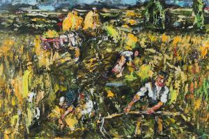 GILES Ken 1958,HARVEST DAY AT CURR,2024,Ross's Auctioneers and values IE 2024-04-17