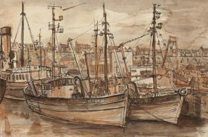 GILFILLAN John Alexander 1793-1863,THE FISHING BOATS, BUCKIE watercolour and,McTear's GB 2014-01-30