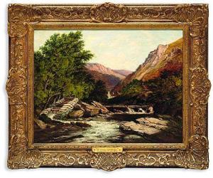 GILL Edward 1842-1872,Angler in a rocky river landscape,1871,Morton Subastas MX 2010-09-07