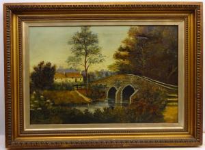 GILL F 1800-1800,Rural House, Bridge and Stream,20th century,David Duggleby Limited GB 2018-11-03