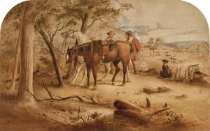 GILL Samuel Thomas 1818-1880,Stockmen on Camping Ground,1854,Menzies Art Brands AU 2023-11-29