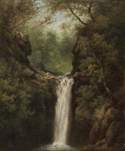 GILL William 1826-1869,Waterfall,Mainichi Auction JP 2022-07-08