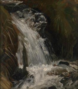 GILLE Christian Friedrich,Studie eines gischtenden Wasserfalls,1865,Galerie Bassenge 2023-11-30