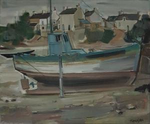 GILLES Pierre 1913-1993,BATEAU A L\’ÉCHOUAGE SUR UNE RIVE DU BELON,1959,Jean-Mark Delvaux 2017-11-24