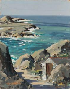 GILLESPIE George Kennedy,FISHERMAN'S HUT BY THE ROCKS,Ross's Auctioneers and values 2024-03-20