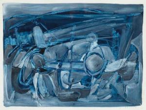 GILLET Roger Edgard 1924-2004,Composition en bleu,1958,Piguet CH 2010-06-16