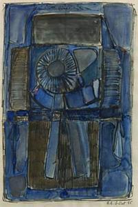 GILLET Roger Edgard 1924-2004,composition en gris-bleu,Kohn FR 2007-08-05