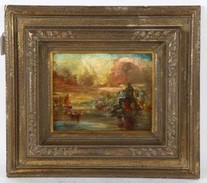 GILLINI P 1800-1900,impressionist scene in Venice,Burstow and Hewett GB 2022-02-25
