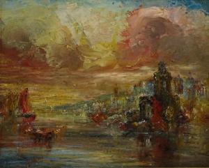 GILLINI P 1800-1900,impressionist scene in Venice,Burstow and Hewett GB 2019-04-17