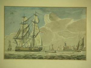 GILLIS HACCOU Lodewijk 1792-1826,Dutch Man o' Warleaving harbour,Peter Francis GB 2011-01-22