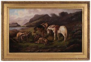 GILLMAN C 1800-1800,Horses and Stag Hounds Resting in a Highland Lands,Brunk Auctions US 2015-07-16