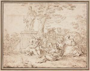 GILLOT Claude 1673-1722,Joueurs de cartes dans un parc au p,Artcurial | Briest - Poulain - F. Tajan 2022-11-09