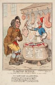 GILLRAY James 1756-1815,The British-Butcher, / Supplying John-Bull with a ,1795,Ader FR 2011-10-12
