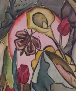 GILMORE Ada 1882-1955,BUTTERFLY WITH FLOWERS,1932,Clark Cierlak Fine Arts US 2021-05-08