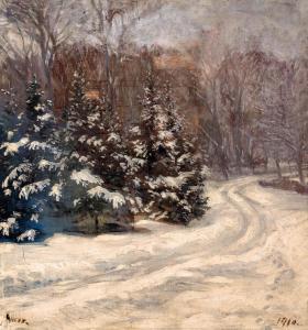 GIMES Lajos 1886-1944,Snowy pine trees,1910,Nagyhazi galeria HU 2021-11-28