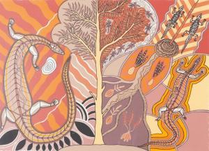 GINGINGARA Doris 1946,BANISHMENT OF THE GOANNA,GFL Fine art AU 2023-09-14