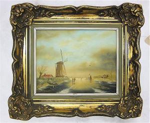 GINKEL Hv 1900-1900,Ice skaters in Dutch landscape,O'Gallerie US 2013-06-12