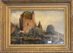 GINKEL Johan Godfried 1827-1863,paysage hollandais animé,Rops BE 2015-07-26