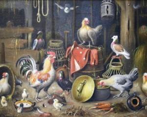 GINNEKEN Matthieu Theeuwes 1811-1888,Het kippenhok,1878,Venduehuis NL 2020-11-02